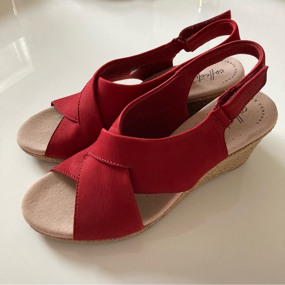 Lafley Alaine Red Leather Clarks Wedges